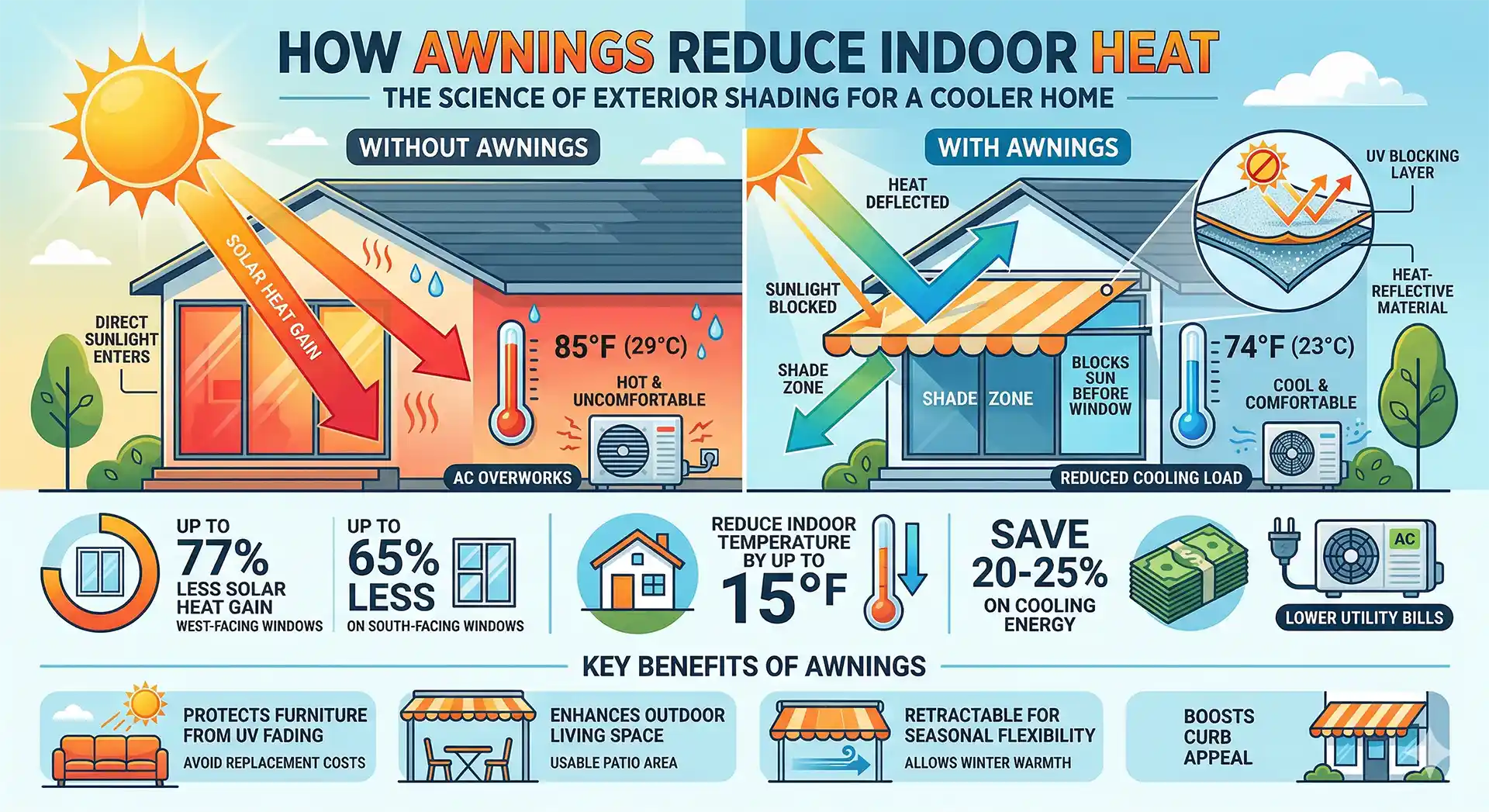 awning reduce indoor heat