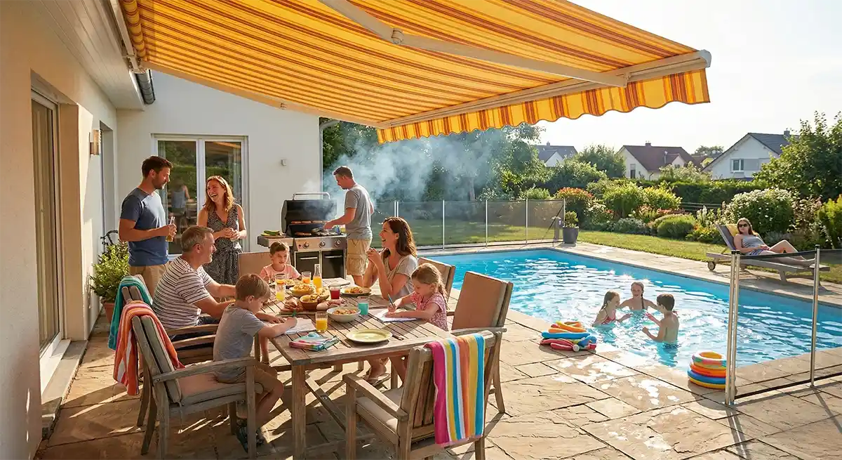 outdoor awnings pool